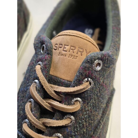 NEW SPERRY TOP-SIDER MENS WOOL TWEED SNEAKERS WITH LEATHER TRIM & WHITE SOLES 10 - Picture 3 of 5
